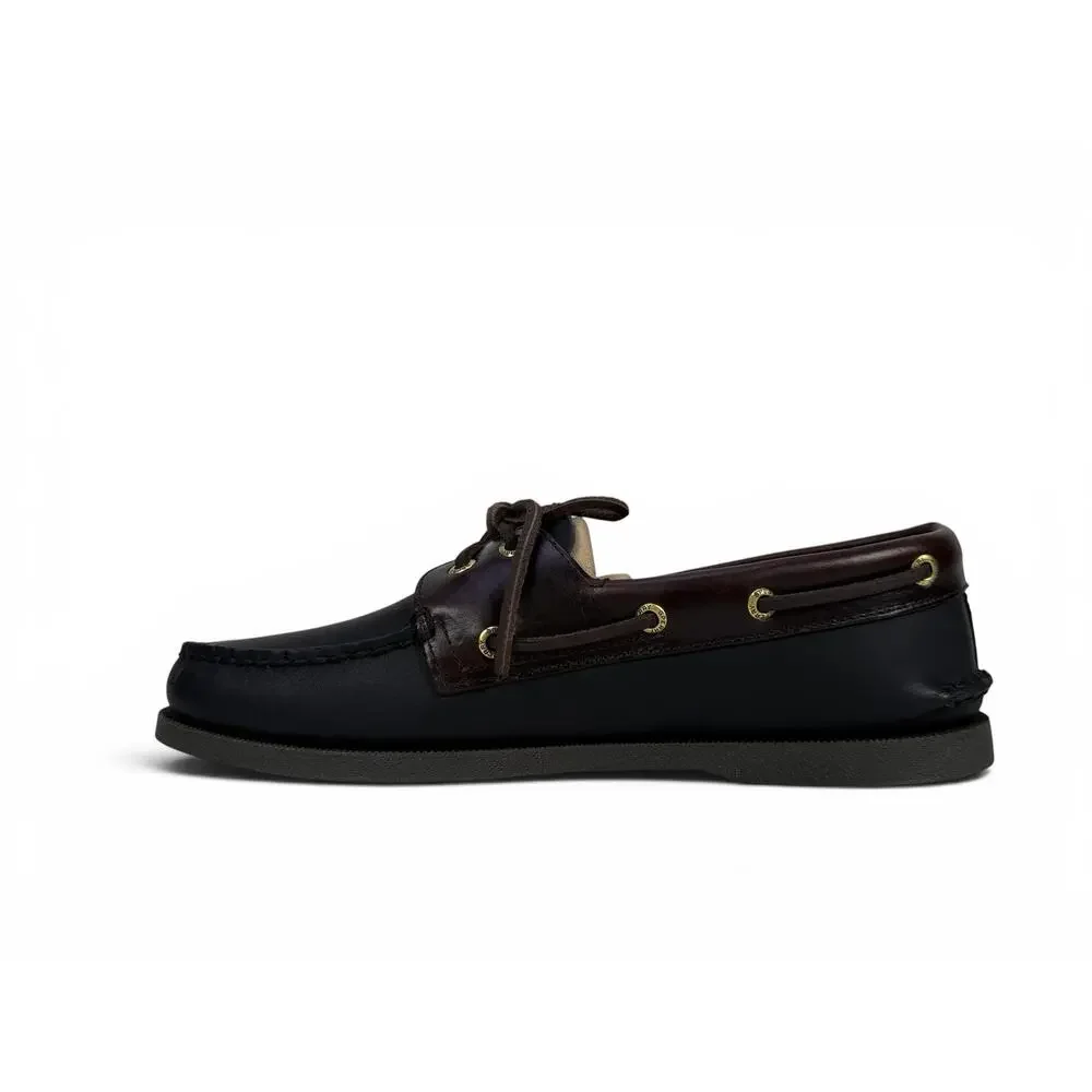 Sperry Authentic Original Boat Shoes Mens 10 Black Leather 2 Eye Slip On